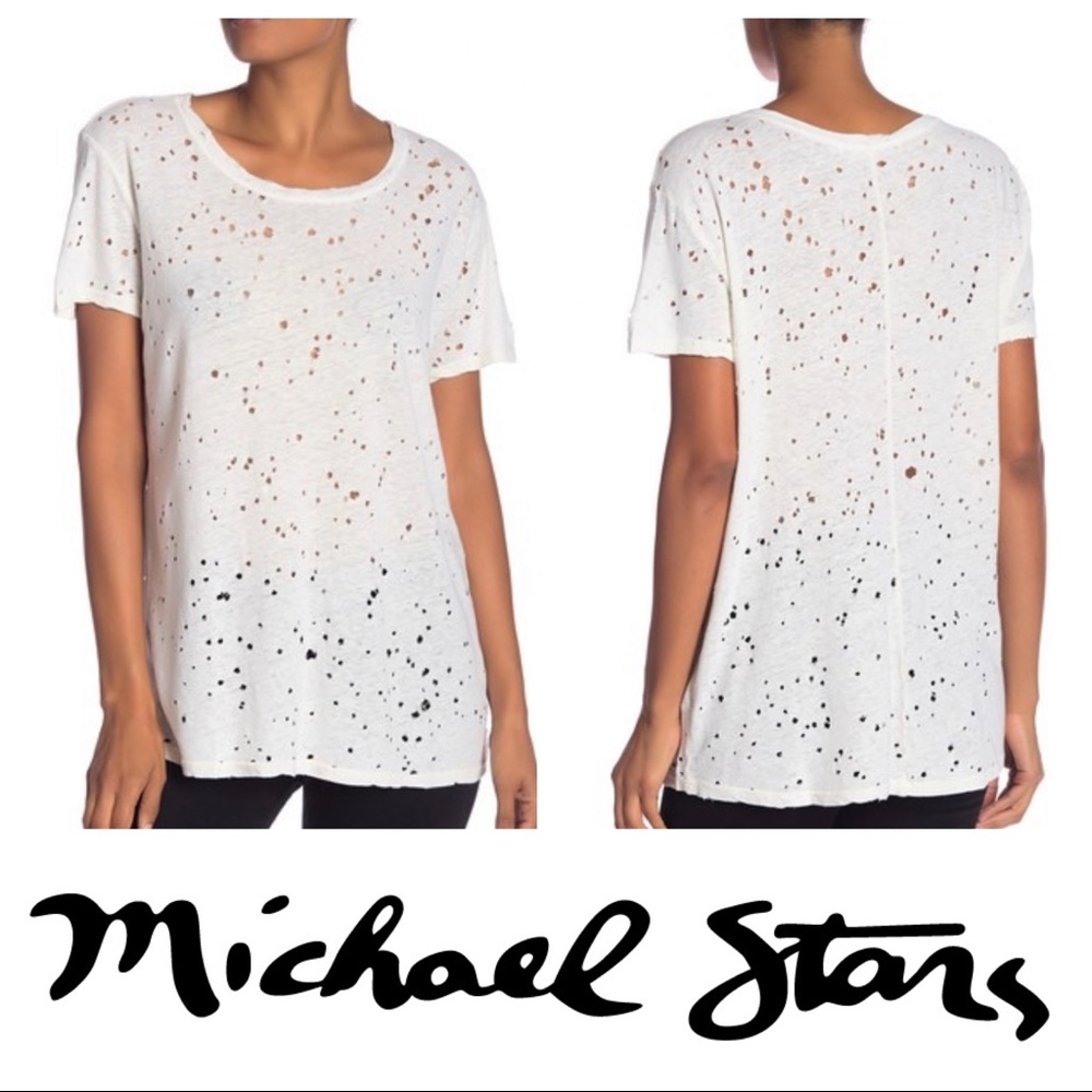 Michael Stars Distressed Scoop Neck Tee - one size